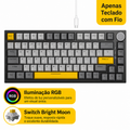 Teclado mecânico com fio AJAZZ AK820 com botões de volume rotativos e teclas hot-swappable para uso em escritório e casa.