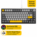 Teclado mecânico com fio AJAZZ AK820 com botões de volume rotativos e teclas hot-swappable para uso em escritório e casa.