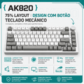 Teclado mecânico com fio AJAZZ AK820 com botões de volume rotativos e teclas hot-swappable para uso em escritório e casa.