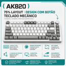 Teclado mecânico com fio AJAZZ AK820 com botões de volume rotativos e teclas hot-swappable para uso em escritório e casa.