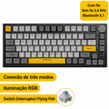 Teclado mecânico com fio AJAZZ AK820 com botões de volume rotativos e teclas hot-swappable para uso em escritório e casa.