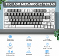 Teclado mecânico com fio AJAZZ AK820 com botões de volume rotativos e teclas hot-swappable para uso em escritório e casa.