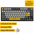 Teclado mecânico com fio AJAZZ AK820 com botões de volume rotativos e teclas hot-swappable para uso em escritório e casa.