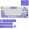 Teclado mecânico com fio AJAZZ AK820 com botões de volume rotativos e teclas hot-swappable para uso em escritório e casa.