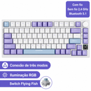 Teclado mecânico com fio AJAZZ AK820 com botões de volume rotativos e teclas hot-swappable para uso em escritório e casa.