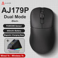 Mouse sem fio AJAZZ AJ179 PRO PAW3395 leve com base de carregamento magnética, mouse gamer ergonômico com macros para PC e laptop.