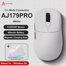 Mouse sem fio AJAZZ AJ179 PRO PAW3395 leve com base de carregamento magnética, mouse gamer ergonômico com macros para PC e laptop.