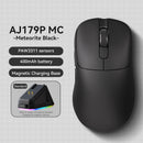 Mouse sem fio AJAZZ AJ179 PRO PAW3395 leve com base de carregamento magnética, mouse gamer ergonômico com macros para PC e laptop.