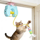 Brinquedo elétrico para gatos com 2 cordas, balanço automático, brinquedo de penas, brinquedo interativo para gatinhos que brincam sozinhos, brinquedo interativo para gatos em formato de lagarta.