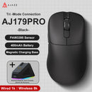 Mouse sem fio AJAZZ AJ179 PRO PAW3395 leve com base de carregamento magnética, mouse gamer ergonômico com macros para PC e laptop.