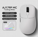 Mouse sem fio AJAZZ AJ179 PRO PAW3395 leve com base de carregamento magnética, mouse gamer ergonômico com macros para PC e laptop.